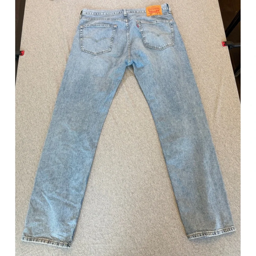 Levis 505 Regular Fit Straight Leg Light Wash Denim Jeans Mens 36x34